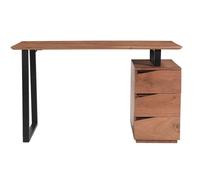 Bureau avec rangements 3 tiroirs bois massif et métal noir l130 cm horace
