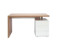 Bureau avec rangements 3 tiroirs design bois clair chêne et blanc L140 cm CALIX