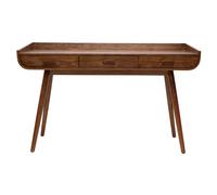 Bureau avec rangements 3 tiroirs vintage bois foncé noyer L132 cm HALLEN