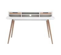 Miliboo - Bureau avec rangements scandinave blanc et bois clair L140 cm OPUS