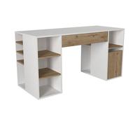 Bureau avec rangements - Blanc et naturel - MELAVA