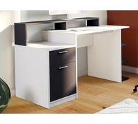 Bureau avec rangements ZACHARIE - Blanc et gris
