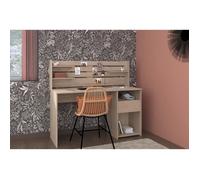 Bureau avec réhausse ESCALE - Décor chêne - L 138 x P 60 x H 120 cm - PARISOT