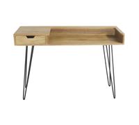 Bureau avec tiroir bois manguier massif et métal noir L116 cm VIBES