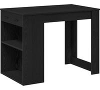 Bureau avec tiroir et étagère chêne noir bois d'ingénierie