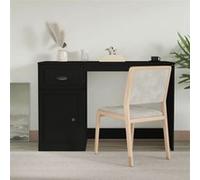 vidaXL Bureau avec Tiroir, Table d'Ordinateur avec Compartiment, Bureau d'Écriture avec Rangement Salon, Moderne, Noir Bois d'Ingénierie