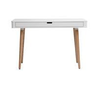 Bureau avec tiroir scandinave blanc et bois clair chêne L115 cm TOTEM