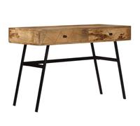 Bureau avec Tiroirs en Bois de Manguier Massif et Acier, 110 x 50 x 76 cm | Design industriel, bois manguier huilé, pieds acier robuste, 2 tiroirs spacieux, finition naturelle unique