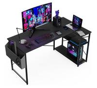 Bureau - BEXEVUE - E10011040B - 100x50x75 cm - Angle réversible - Étagère de rangement - Noir