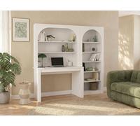 Bureau bibliothèque avec 2 étagères et 6 niches - Blanc - CYMORA