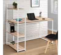 Bureau bibliothèque DETROIT design industriel bois et métal blanc
