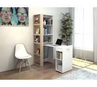Bureau bibliothèque modulable - 10 niches - Coloris : Naturel et blanc - TUPELIO