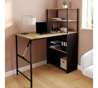 IDMARKET Bureau bibliothèque pliable RAY plateau rabattable bois façon hêtre et noir