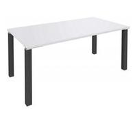 Bureau Blanc 160 cm 4 Pieds Métal Carrés Carbone - L 160 x l 80 x H 72.5 cm Blanc G