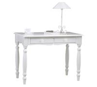 Bureau Blanc 2 Tiroirs Style Anglais PIeds Tournées L 100 H 74.3 P 56.4 cm