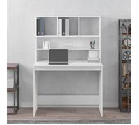 Bureau Blanc, CLOUD, Table à écrire, Pour 1 personne, avec étagères, Blanc 102x45x148 cm ,bois d'ingénierie BBB519