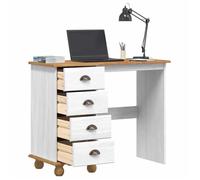 Bureau Blanc, CLOUD, Table à écrire, Pour 1 personne, avec tiroir, ASKIM Blanc 95x40x75 cm BBB363