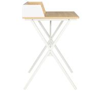 Bureau Blanc, CLOUD, Table à écrire, Pour 1 personne, Blanc et naturel 80x50x84 cm BBB16