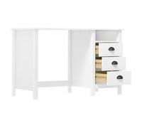 Bureau Blanc, CLOUD, Table à écrire, Pour 1 personne, Hill avec 3 tiroirs, 120x50x74 cm Bois pin massif BBB88