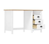 Bureau Blanc, CLOUD, Table à écrire, Pour 1 personne, Hill avec 3 tiroirs, 120x50x74 cm Pin solide BBB90