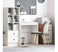 vidaXL Bureau Blanc 70 x 40 x 76 cm – Bois d'ingénierie, Compact avec rangement