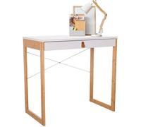 Bureau blanc en bambou - - Tarolo II - 1 tiroir - 80 x 42 x 75 cm