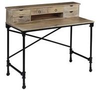 vidaXL Bureau Bois de Manguier Massif et Acier Table d'Ordinateur Meuble