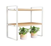 Bureau Bookshelf - Organiseur de rangement pour bureau | 2 niveaux Modern Storage Display Riser | Sturdy 2 Tier Storages Stand For Bedroom Kitchen Cabinet Pantry Office Dorm Room Decor Collectible