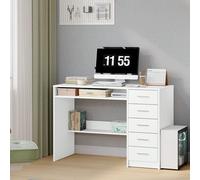 Bureau, Bureau avec 5 Rangement, Table Informatique au Design Minimaliste, Table d'ordinateur de Style Moderne, 50 x 108 x 75 cm, pour Études, Chambre, Blanc À propos de cet article1.[Grande capacité 
