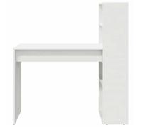 Bureau BURKE, Blanc Table à écrire - 1 PERSONNE - avec étagère - Blanc 113x54x120 cm - Bois d'ingénierie BB848