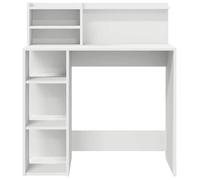 Bureau BURKE, Blanc Table à écrire - 1 PERSONNE - avec étagère - Blanc 90x48x101,5 cm - Bois d'ingénierie BB1040