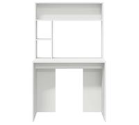 Bureau BURKE, Blanc Table à écrire - 1 PERSONNE - avec étagère - Blanc 91x50x149 cm - Bois d'ingénierie BB832