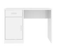 Bureau BURKE, Blanc Table à écrire - 1 PERSONNE - avec tiroir - et armoire - Blanc brillant 100x40x73 cm - BB324