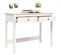 Bureau BURKE, Blanc Table à écrire - 1 PERSONNE - avec tiroirs - Blanc 100x50x78 cm - Bois massif de pin BB533