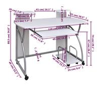 Bureau BURKE, Blanc Table à écrire - 1 PERSONNE - Blanc 110x52x88,5 cm - Bois d’ingénierie BB34
