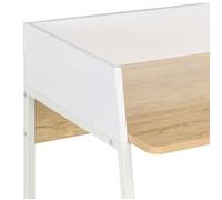 Bureau BURKE, Blanc Table à écrire - 1 PERSONNE - Blanc et chêne 90x60x88 cm - BB10