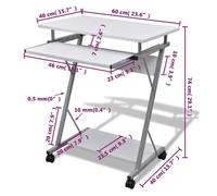 Bureau BURKE, Blanc Table à écrire - 1 PERSONNE - compact avec plateau à clavier Blanc BB3