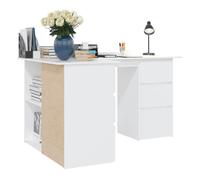 Bureau BURKE, Blanc Table à écrire d'angle - 1 PERSONNE - Blanc 145x100x76 cm - Bois d'ingénierie BB381