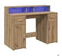 Bureau BURKE, Brun Table à écrire - 1 PERSONNE - avec lumières LED - chêne artisanal bois d'ingénierie BB138