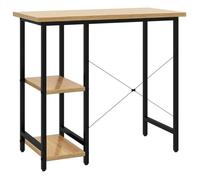 Bureau BURKE, Brun Table à écrire - 1 PERSONNE - Noir et chêne clair 80x40x72cm MDF et métal BB32