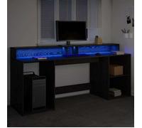 Bureau BURKE, Noir Table à écrire - 1 PERSONNE - avec porte Chêne noir 200x55x91 cm - Bois d'ingénierie BB299