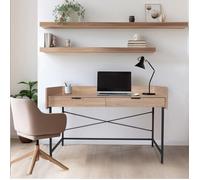 Bureau CAMPUS 123x54cm / Décor Chêne blanchi et métal noir