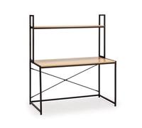 Bureau Carmen noir, 1 étagère, style industriel, 120 cm longueur
