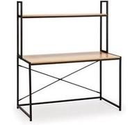 Bureau Carmen noir, 1 étagère, style industriel, 120 cm longueur Noir G
