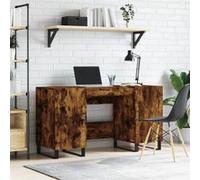 Bureau chêne fumé 140x50x75 cm bois d ingénierie Marron G