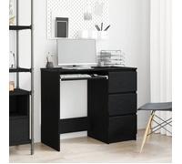 vidaXL Bureau chêne noir – 90x45x76 cm – 3 tiroirs – bois d'ingénierie