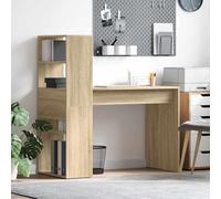 Bureau Chêne Sonoma 113 x 54 x 120 cm Bois d'Ingénierie avec Étagères | Meuble rangement pratique, finition mate, style scandinave, surface résistante, entretien facile
