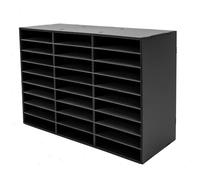 Bureau, classeur de documents - Étagère de tri A4 - 27 compartiments - PVC, forme rectangulaire - Design moderne - Capacité de charge : 50 kg - Dimensions : 80 x 30,5 x 55,1 cm - Noir