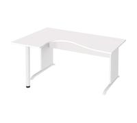 Bureau compact Excellens Bois L 160 cm retour gauche plateau blanc pied bois L blanc - voile de fond droit - - Bruneau