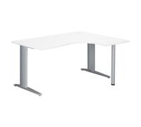 Bureau compact Excellens L 160 cm blanc retour à droite piétement métal Plus alu - - Bruneau